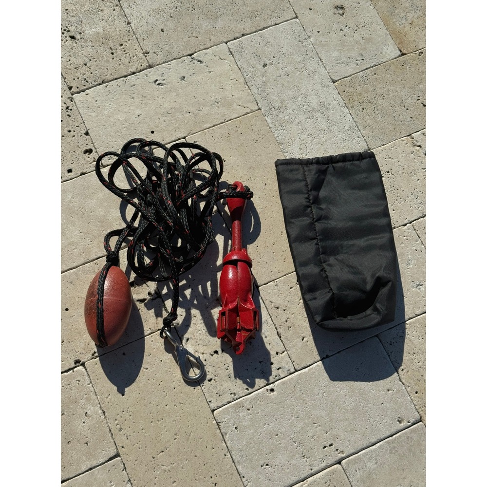 Red Boat Anchor Kit Folding Grapnel‎ Anchor System for Small Dinghy Kayak